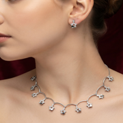 Premium 925 Silver Necklace & Earrings Set for Women